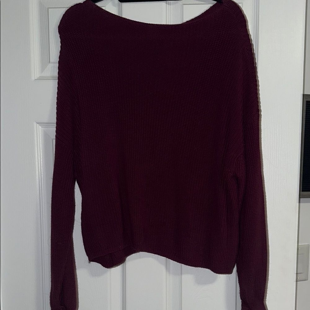 Women's Burgundy Sweater - FRENCH CONNECTION - Medium Cuffed Sweater Top